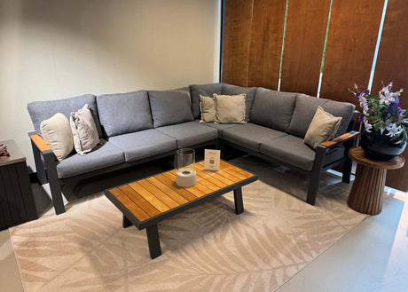 Aluminium-Lounge-Set-Ecksofa – Anthrazitfarbener Rahmen – 5-teilig – Belito Lotte