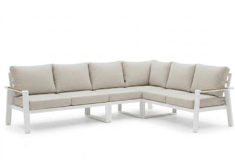 Belito Lotte Loungeset Hoekbank Nr. 2 wit aluminium met lichte kussens, 288 x 220 cm