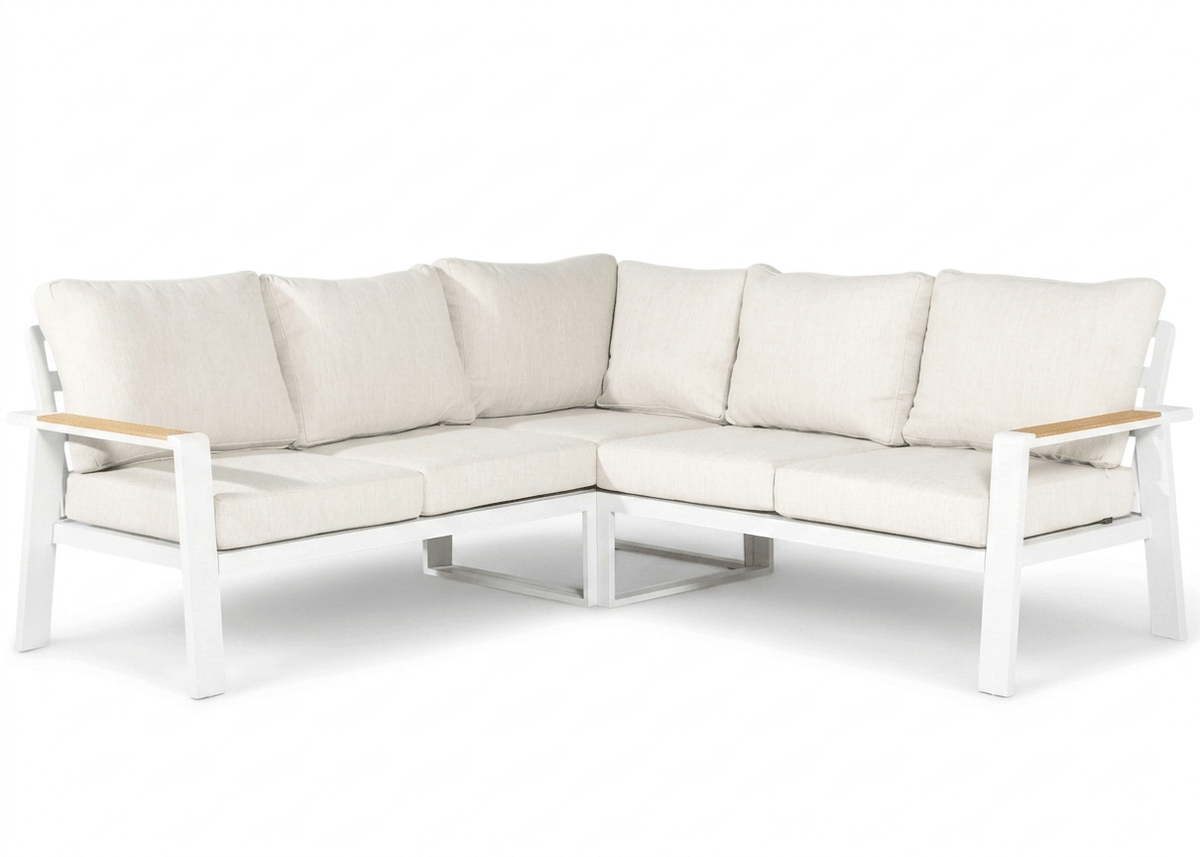 Belito Lotte Loungeset Hoekbank Nr. 3 wit aluminium met lichte kussens, 220 x 220 cm