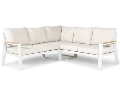 Belito Lotte Loungeset Hoekbank Nr. 3 wit aluminium met lichte kussens, 220 x 220 cm