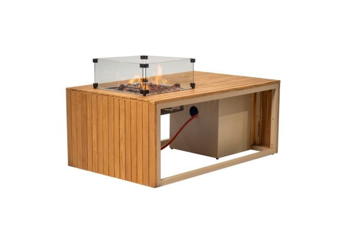 Easyfires Mida Fire Table 120 x 75 cm – Taupe – Including Glass Set and Protective Cover