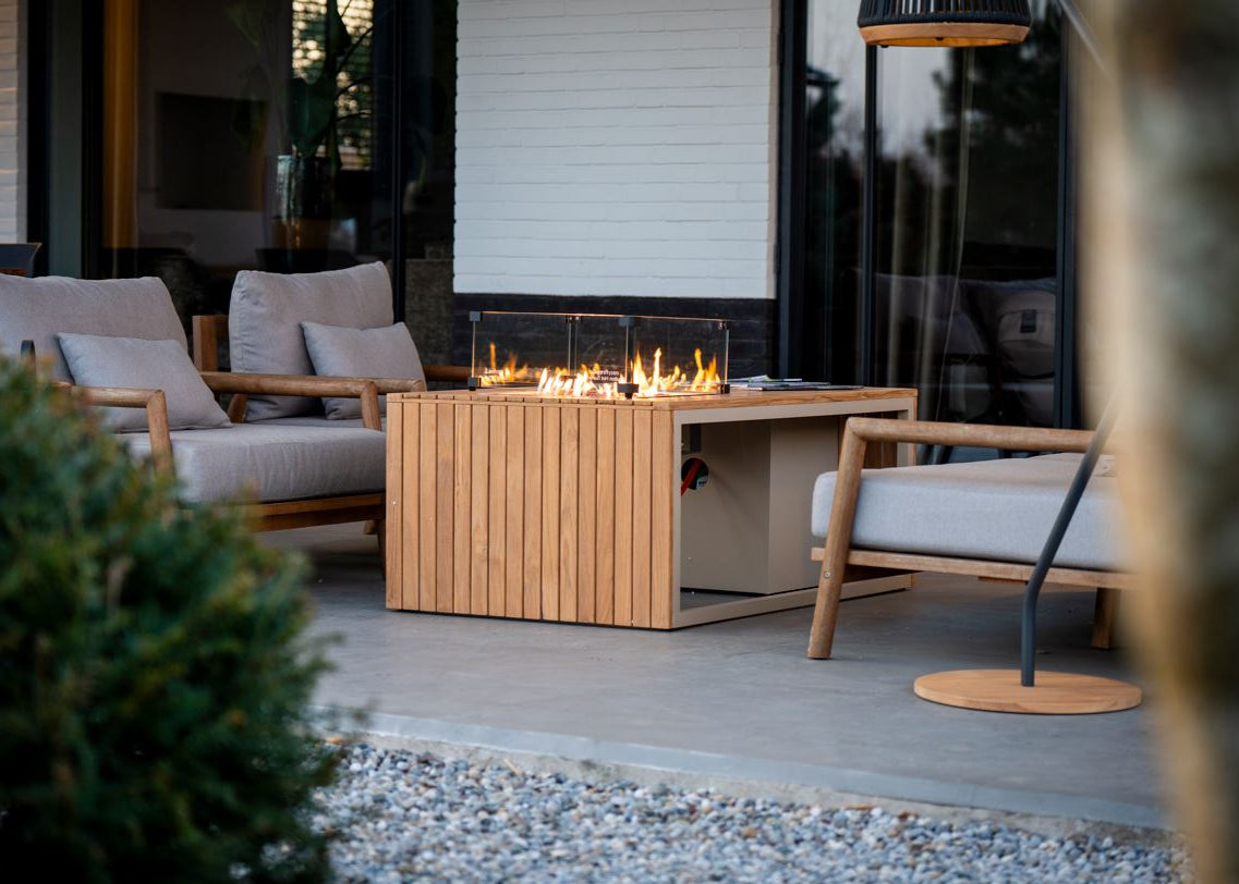 Easyfires Mida Fire Table 95 x 95 cm – Taupe - Including Glass Set