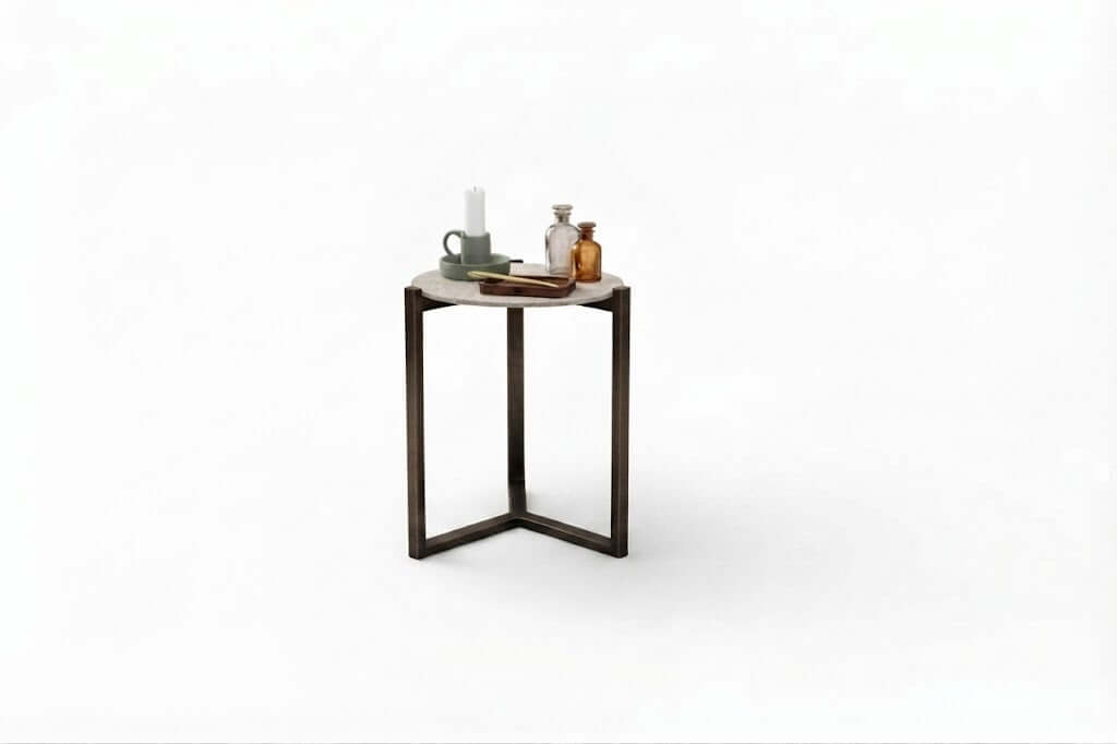 Apple Bee Monaco koffietafel Ø 45 cm in Bronze aluminium met sintered stone blad