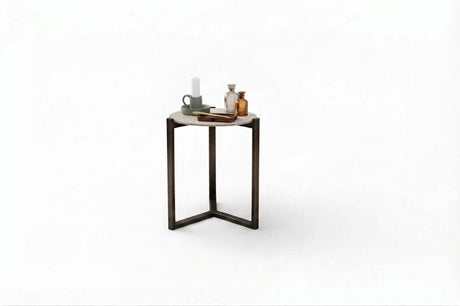 Apple Bee Monaco koffietafel Ø 45 cm in Bronze aluminium met sintered stone blad