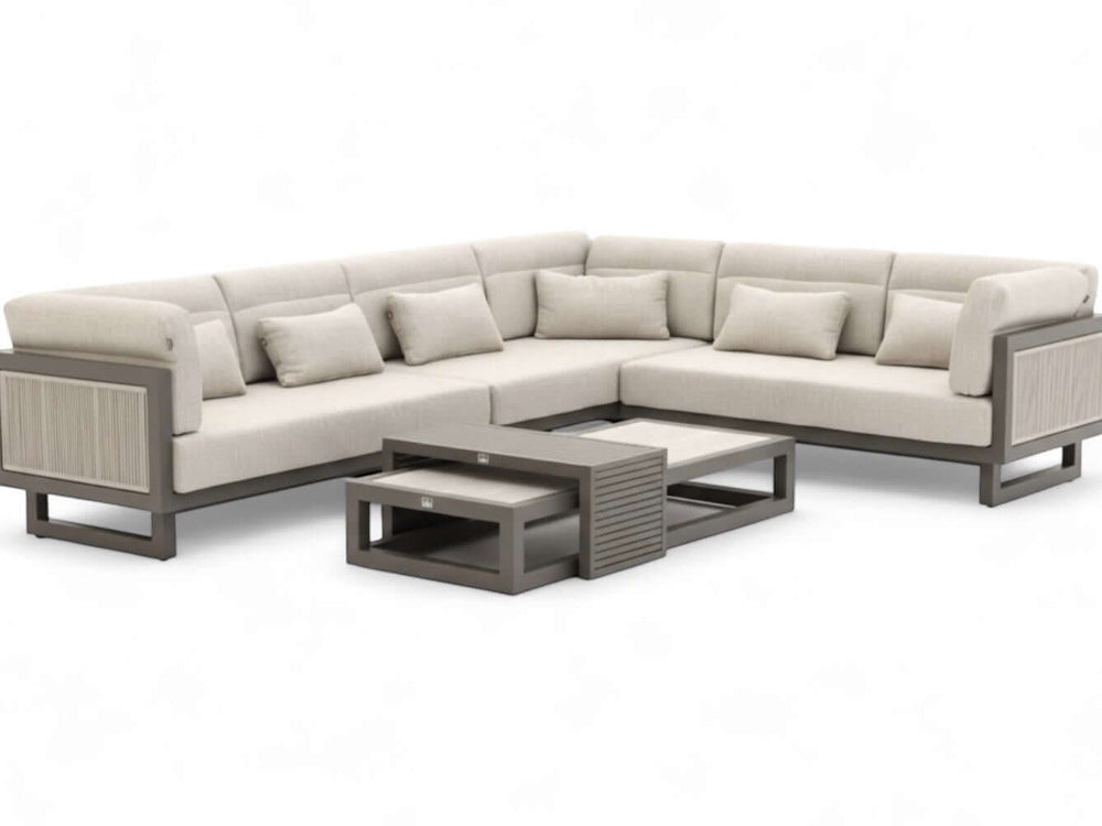 Apple Bee Santorini ROPE Loungeset 5-delig Nr.2 Links Lang in Quartz