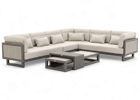 Apple Bee Santorini ROPE Loungeset 5-delig Nr.2 Links Lang in Quartz