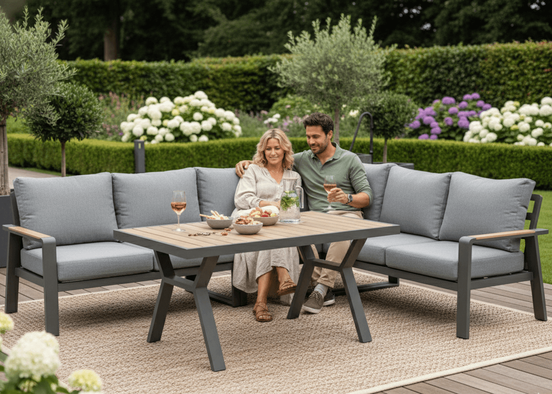 Belito Lotte hoekbank antraciet, sfeerfoto loungebank