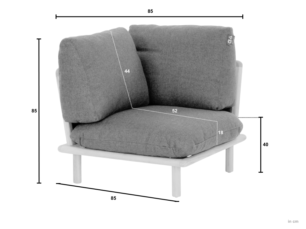 Apple Bee Sling Lounge Corner Module | Teak | 96 cm | High Back