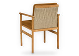 Achterkant Apple Bee Jamila dining tuinstoel met Linen Biculair wicker rugleuning