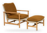 Apple Bee Jamila loungestoel met hocker in teak en Amber, vrijstaand