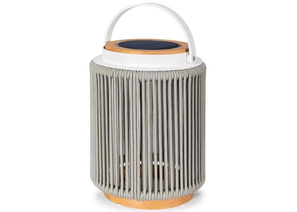 Valentino solar garden lamp - aluminium - teak - light grey - set