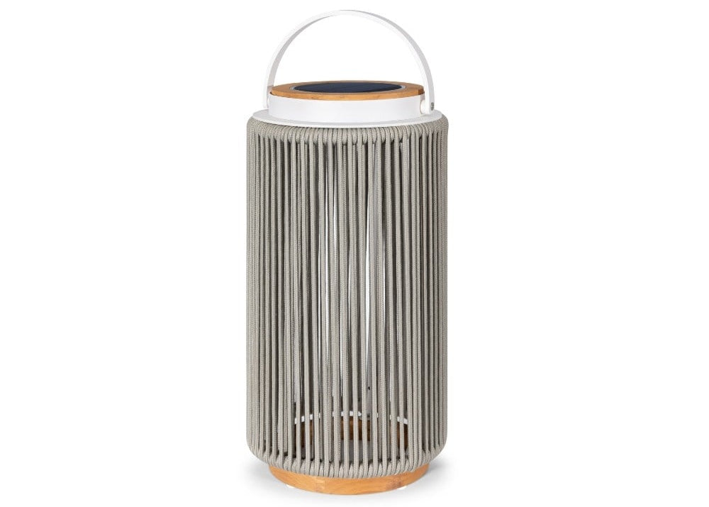 Valentino solar garden lamp - aluminium - teak - light grey - set