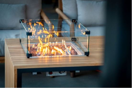 Easyfires Mida Fire Table 120 x 75 cm – Taupe – Including Glass Set and Protective Cover