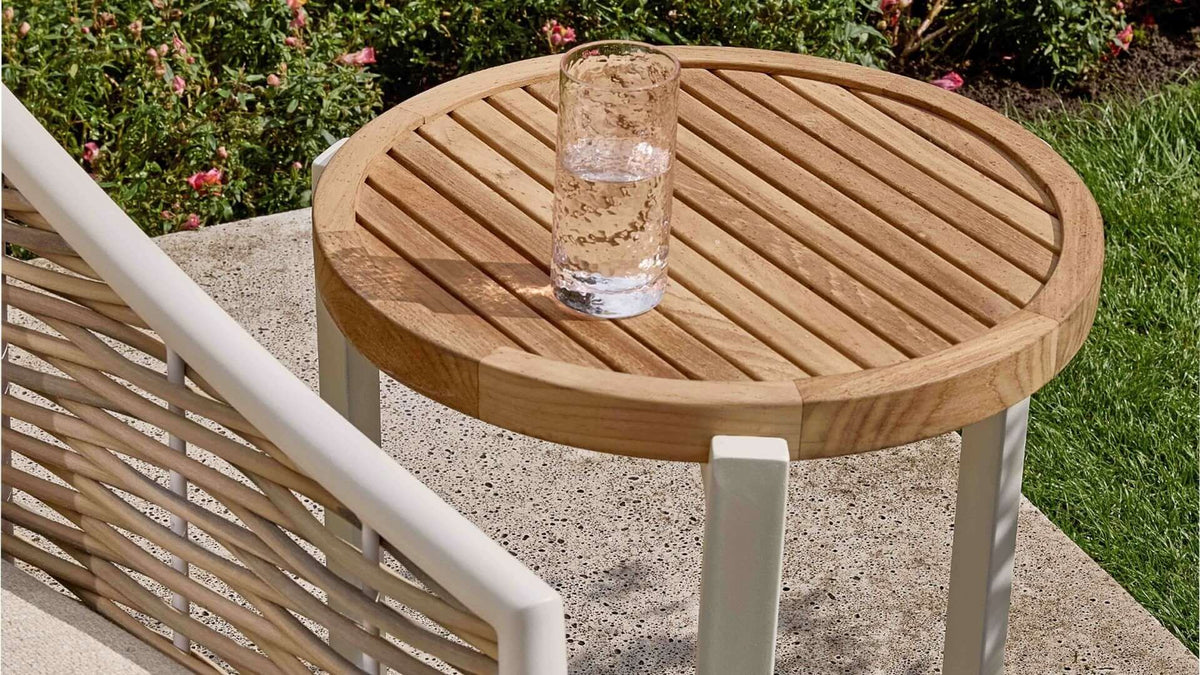 Apple Bee Monaco Lounge Koffietafel | Ø 45cm | Teak | Oyster Aluminium