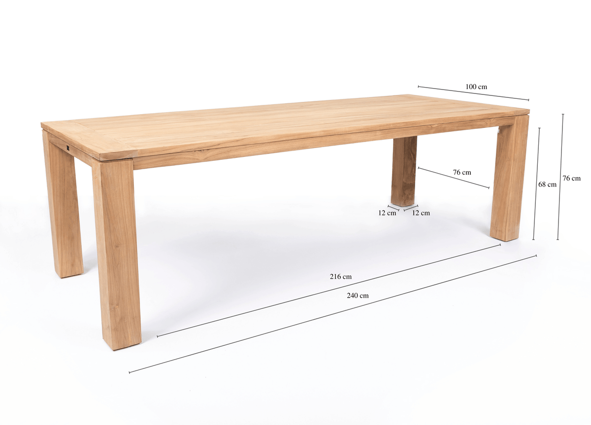Belito® teakhouten dining tuintafel 240x100x76cm Belito